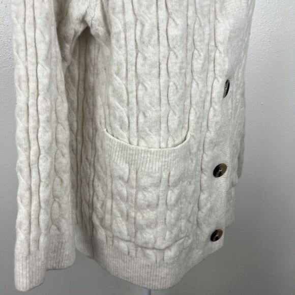 H&M Sweater Women Small Tan Knit Cardigan Button Up Wool Blend Grampa Pockets - Picture 11 of 14